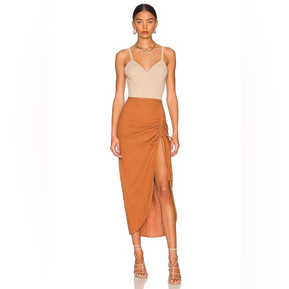 NWT - FREE PEOPLE - Natural Cerine Ruched  Midi Skirt